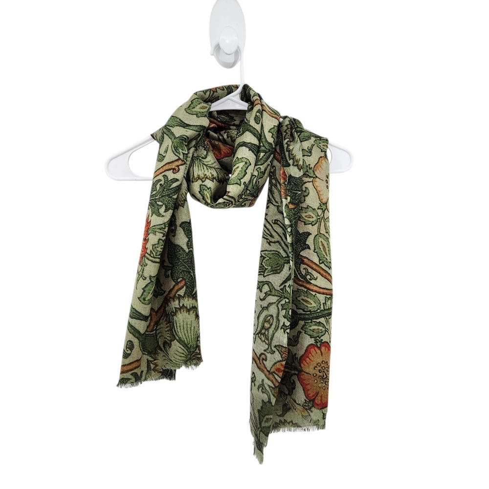Women's 100% Wool Floral Art Nouveau Scarf - OS